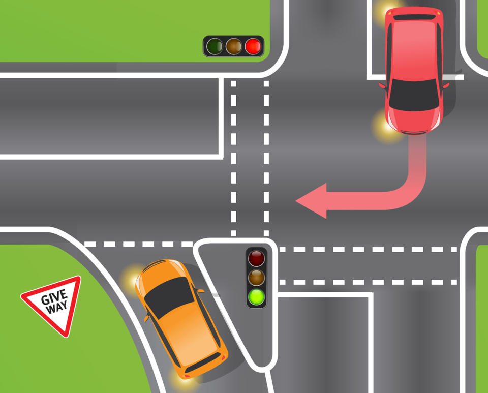 Motorists are left confused about who goes first in this scenario. Source: Department of Transport and Main Roads (Queensland) / Facebook