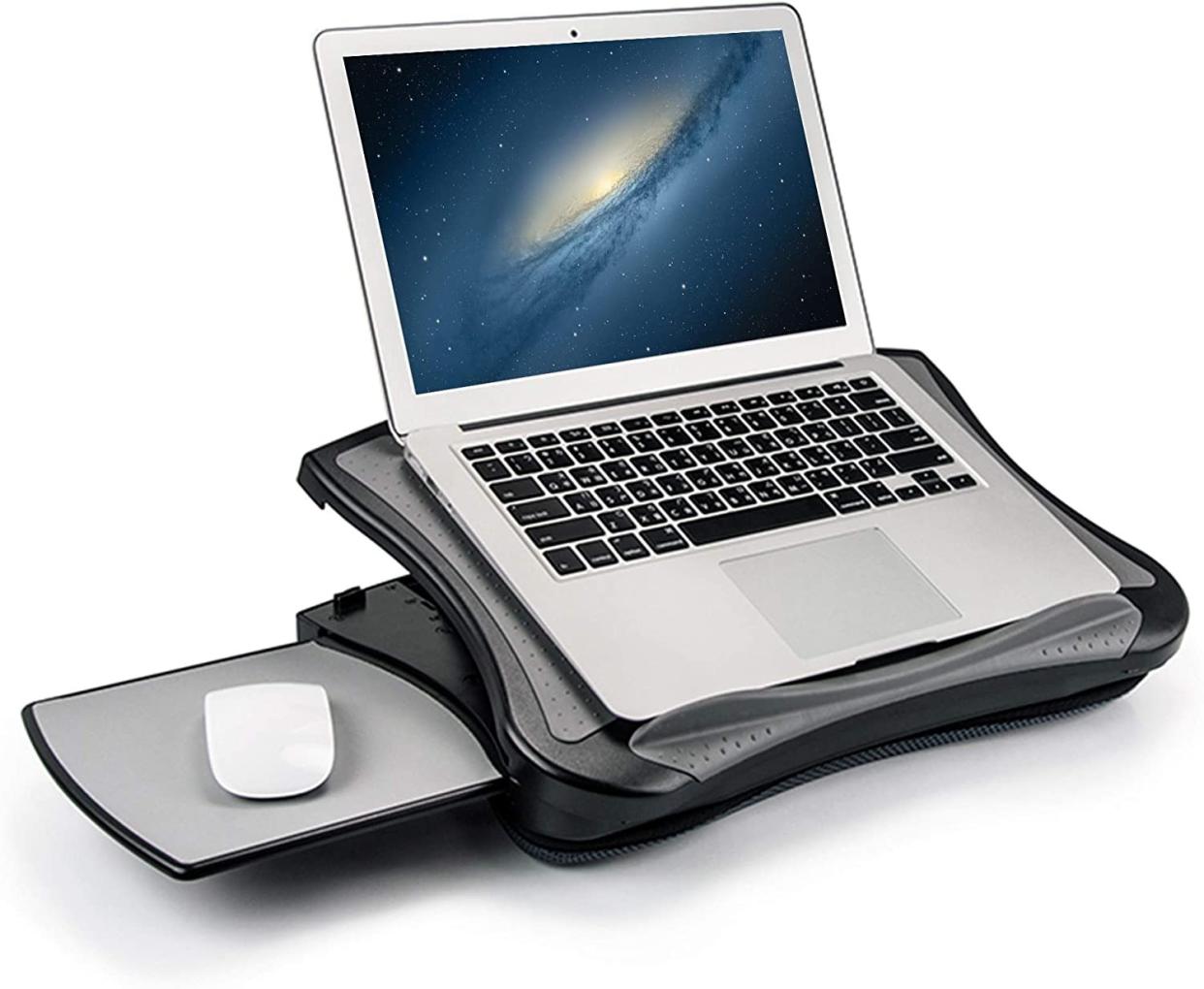 Max Smart Laptop Stand with Mouse Pad, Cushion and USB Cooling Fan