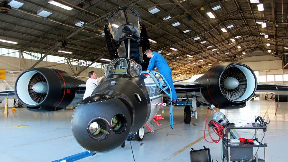 NASA's WB-57 jets will fly within the path of totality on Monday to collect data about the sun during the solar eclipse.  – Amir Caspi/courtesy of NASA
