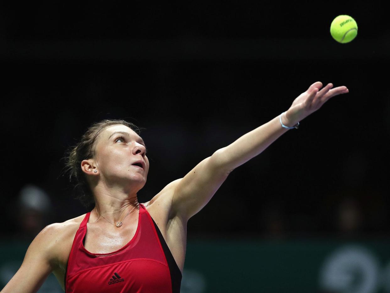 Simona Halep in action at the Singapore Indoor Stadium: Getty