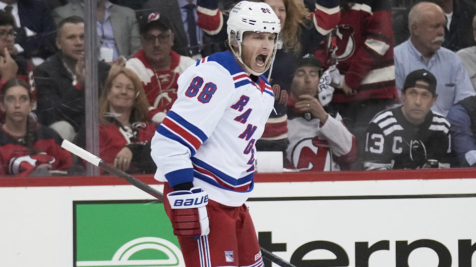 Patrick Kane stepped up in a big way for the Rangers in Game 2 against the Devils.  (AP Photo/Seth Wenig)