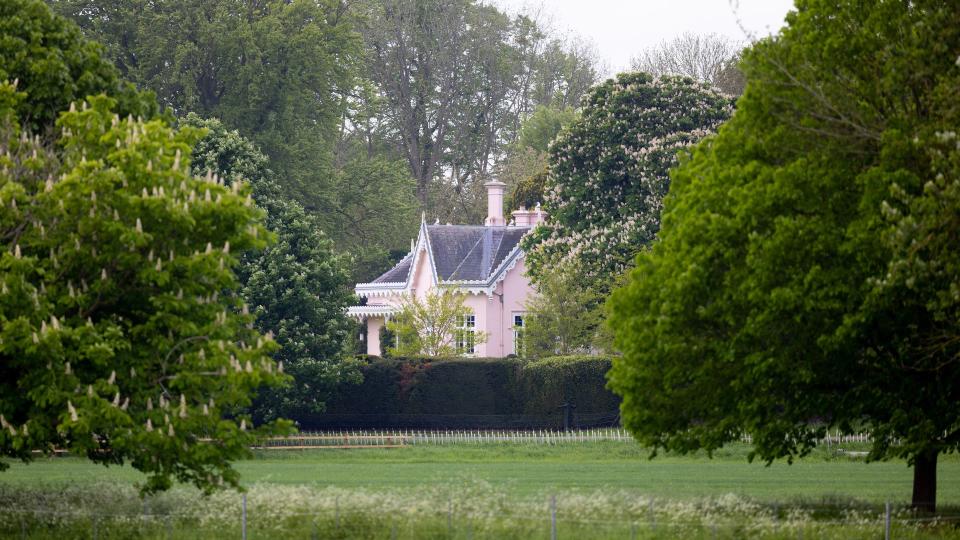 Pink house in grounds