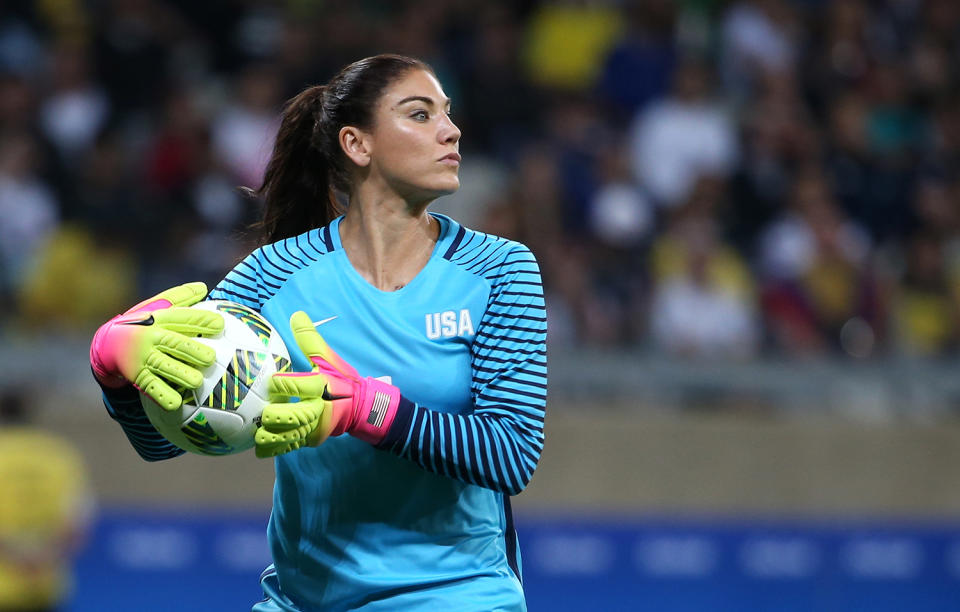 <p>Hope Solo is no stranger to controversy and these Games proved no different. Following Team USA's loss in a shootout against Sweden, Solo commented that her opponents "played like a bunch of cowards.” Oh. Sore loser much? (AP Photo/Eugenio Savio) </p>