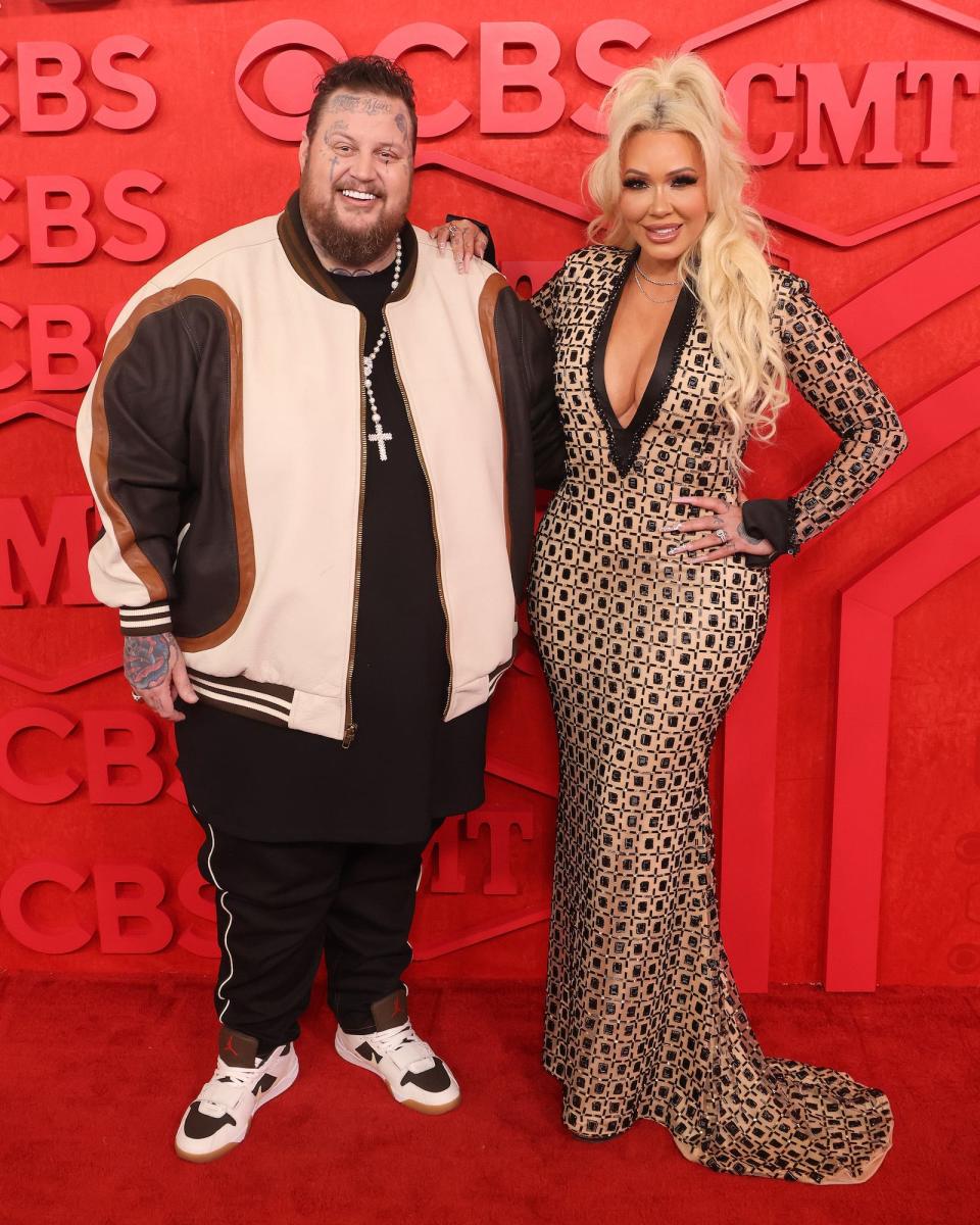 Jelly Roll and Bunnie XO attend the 2024 CMT Music Awards.