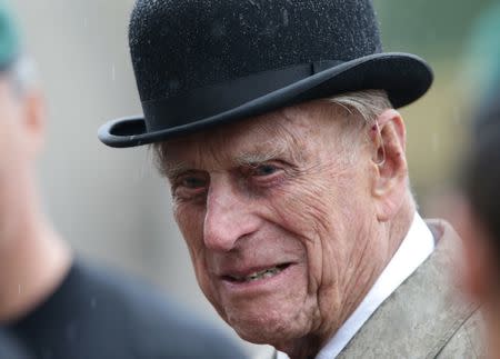 Britain's Prince Philip, in his role as Captain General, Royal Marines, attends a Parade to mark the finale of the 1664 Global Challenge, on the Buckingham Palace Forecourt, in central London, Britain August 2, 2017. REUTERS/Yui Mok/Pool/File Photo