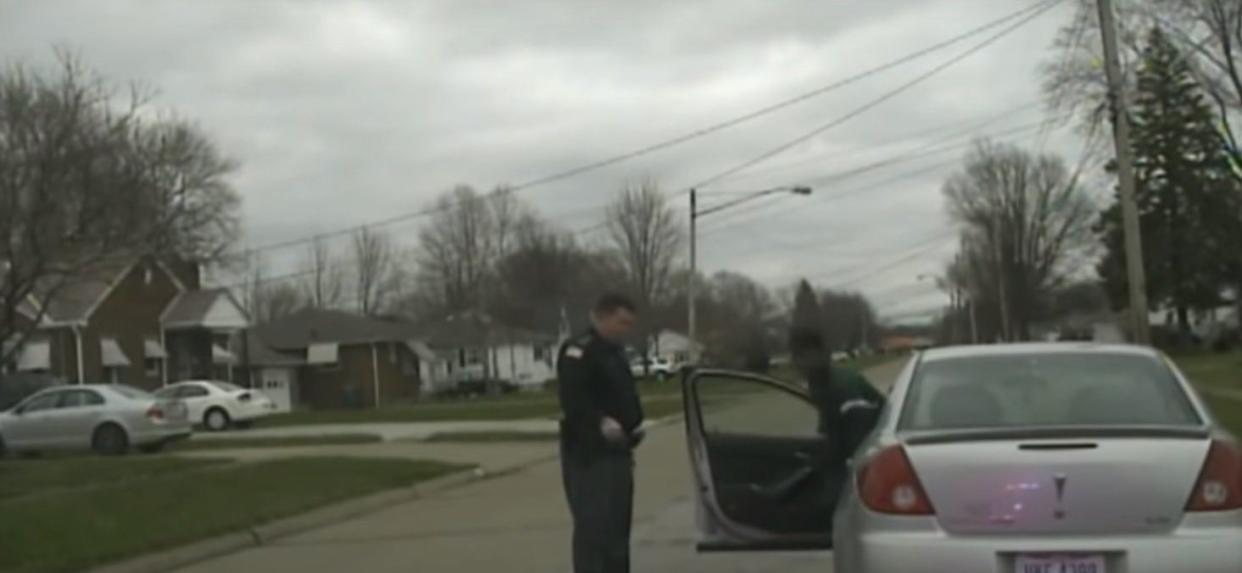 An image from the video shows the traffic stop in Lorain, Ohio. (Photo: YouTube)
