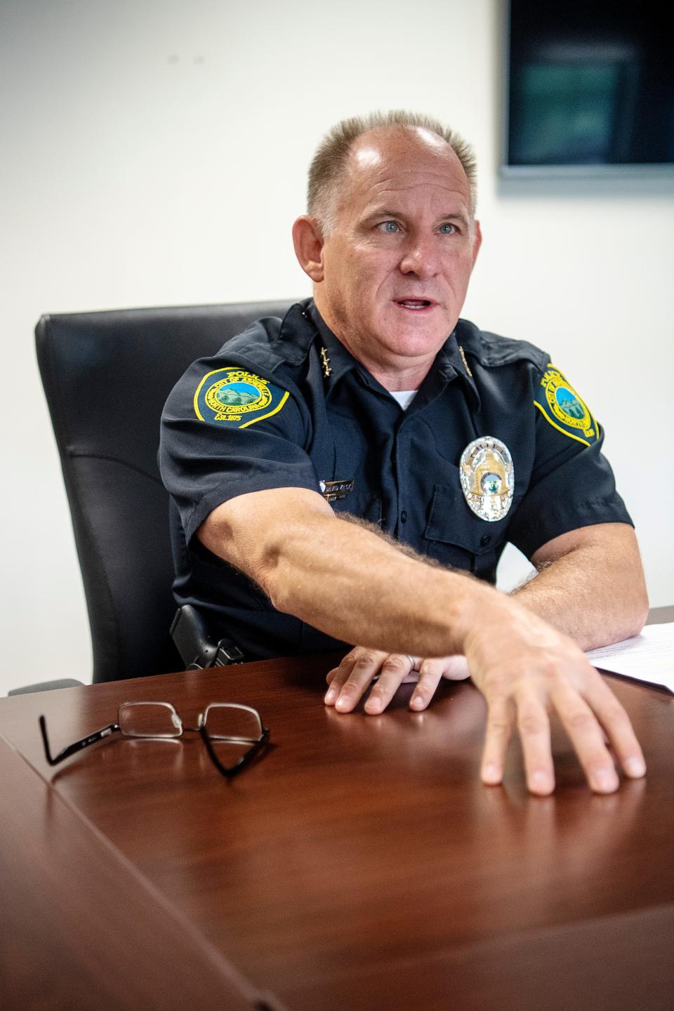 Asheville Police Chief David Zack discusses with the Citizen Times the nearly $2.5 million used for police overtime over two years July 13, 2022.