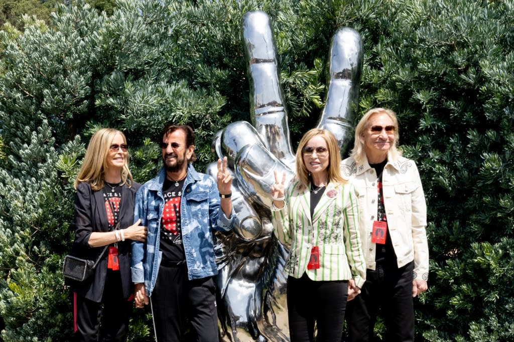 Barbara Bach, Ringo Starr, Marjorie Bach and Joe Walsh at Ringo Starr’s Annual Peace & Love Birthday Celebration held on July 7, 2023 in Beverly Hills, California.