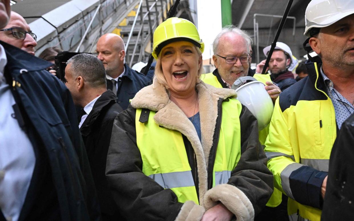 Marine Le Pen, the French presidential candidate in the running against Emmanuel Macron, during a campaign meeting on Wednesday - EMMANUEL DUNAND 