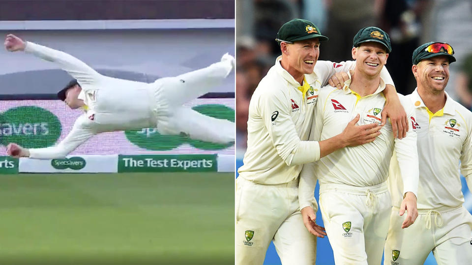 Steve Smith's catch at second slip left viewers and teammates in awe.