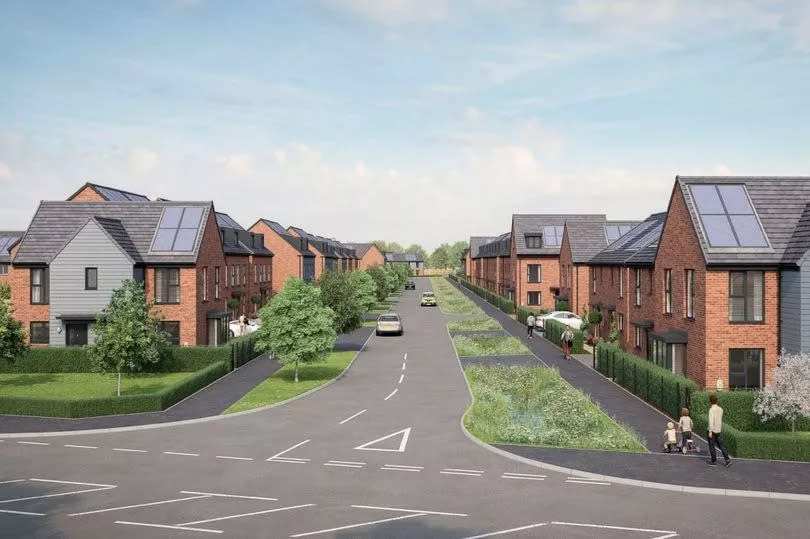 An artist's impression of a typical street in the Keepmoat Homes Western School fields development