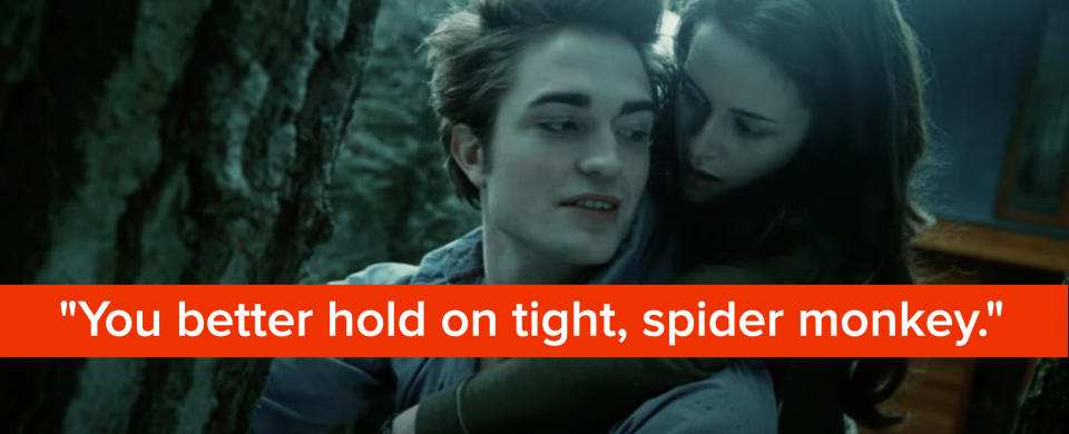 Edward from "Twilight" says, "you better hold on tight, spider monkey"