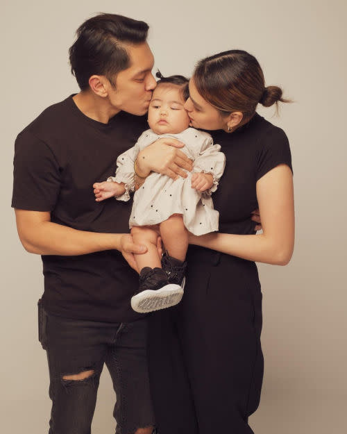 Carlo Aquino and Trina Candaza with baby Enola