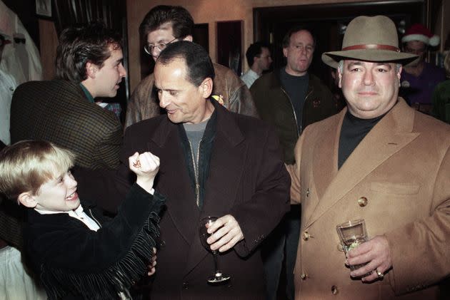 Macaulay Culkin (left) said Joe Pesci (center) bit his finger during rehearsals for the first 