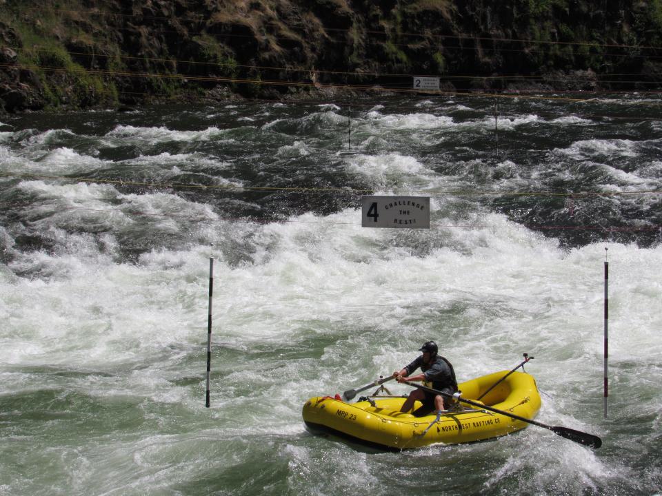 Zach Collier of Northwest Rafting Co. moves through the halfway point of Carter Falls.