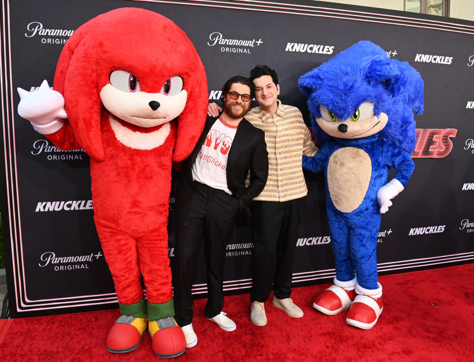 Knuckles, Adam Pally, Ben Schwartz and Sonic attend "Knuckles" screening in Los Angeles