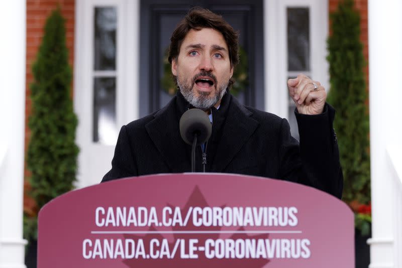 Canada's Prime Minister Justin Trudeau attends a news conference in Ottawa