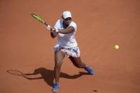 May 31, 2018, Paris, France: Taylor Townsend (USA) in action during her match against Simona Halep (ROU) on day five of the 2018 French Open at Roland Garros. Mandatory Credit: Susan Mullane-USA TODAY Sports