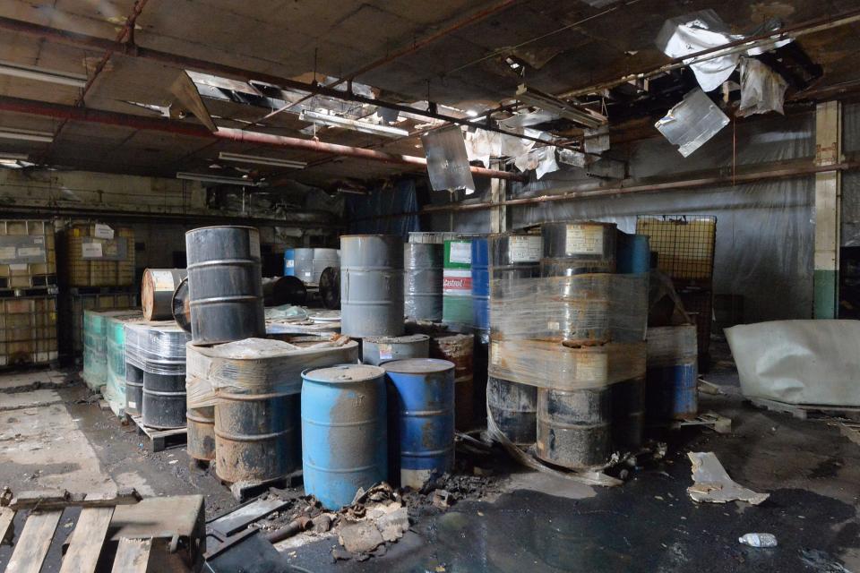 Discarded barrels are shown on May 6, 2021, at the former Erie Malleable Iron building on the southwest corner of West 12th and Cherry streets in Erie. As part of the environmental remediation as the building is demolished, each barrel will be tested for possible toxic chemicals and disposed of properly.