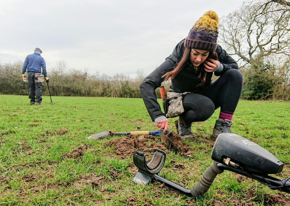 Harriet used a metal detector to find her engagement ring [Photo: SWNS]