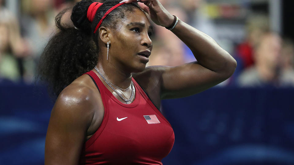 Serena Williams, pictured here while competing against Anastasija Sevastova at the Fed Cup.