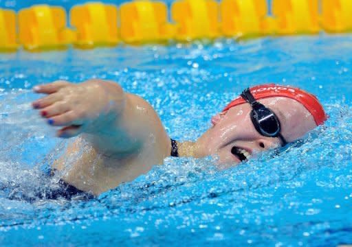 Ellie Simmonds of Great Britain competes in the women's 400m freestyle S6 swimming final during the London 2012 Paralympic Games. Simmonds on Saturday made doubts about Victoria Arlen's eligibility immaterial on Saturday, as she retained her S6 400m freestyle crown by smashing the US swim queen's world record