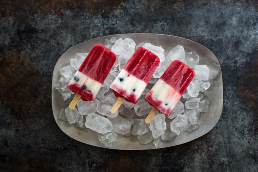 Strawberry and Blueberry Kefir Pops from Nourished Kitchen