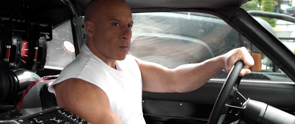 Vin Diesel driving a car in "F9."