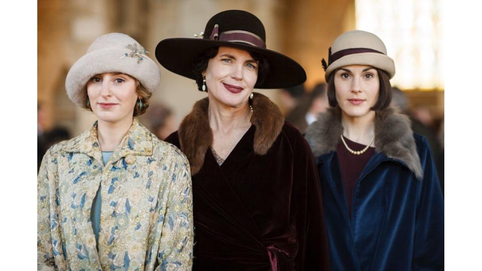 LAURACARMICHAEL as Lady Edith, ELIZABETH MCGOVERN as Cora, Countess of Grantham & MICHELLE DOCKERY as Lady Mary