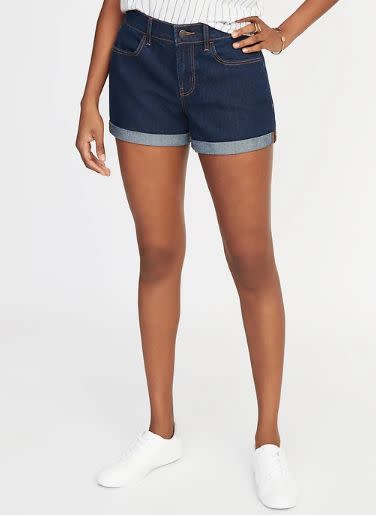 Mid-Rise Cuffed Denim Shorts for Women - 3-inch inseam 