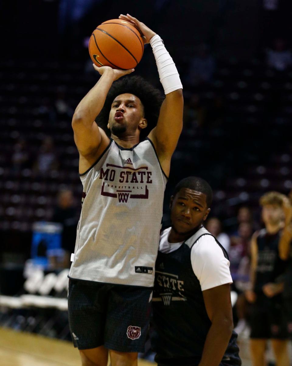 Matthew Lee during the Missouri State men's scrimmage at Great Southern Bank Arena on October 21, 2023.