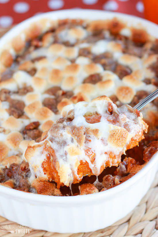 Sweet Potato Casserole with Marshmallow Pecan Streusel