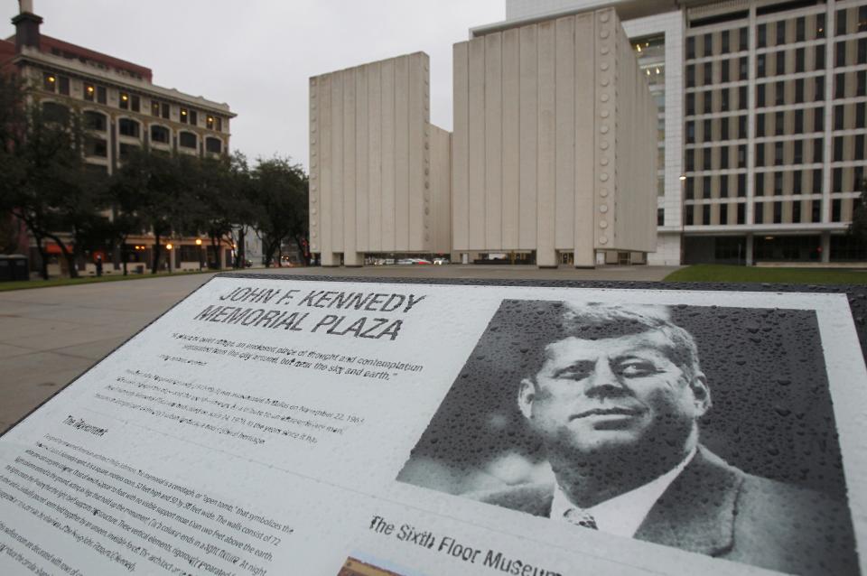 The John F. Kennedy Memorial Plaza is pictured on the 50th anniversary of JFK's assassination in Dallas