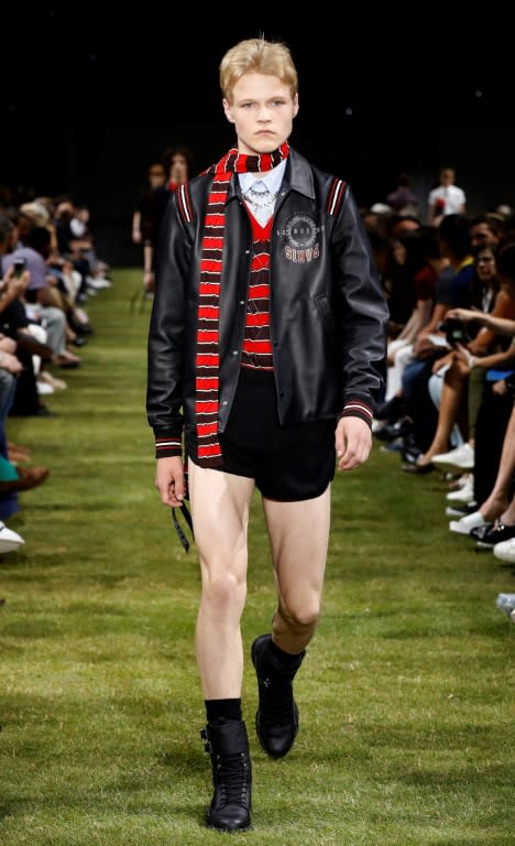 Thigh-ly revealing: Dior matched micro shorts with black jackets for a striking look