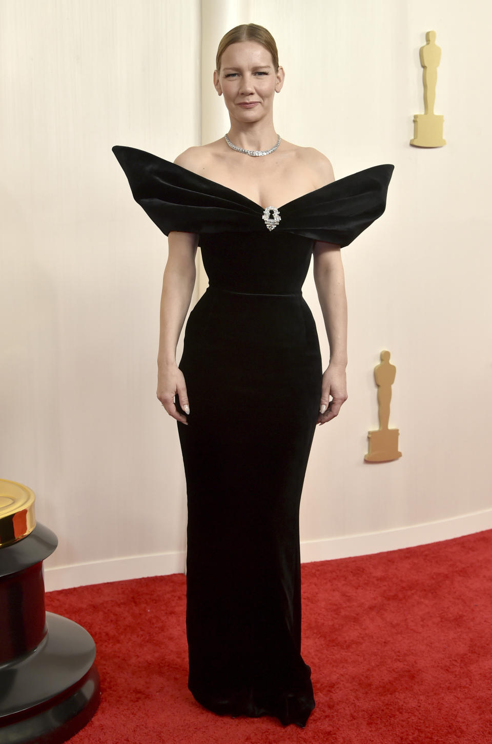 Sandra Huller arrives at the Oscars on Sunday, March 10, 2024, at the Dolby Theatre in Los Angeles. (Photo by Richard Shotwell/Invision/AP)