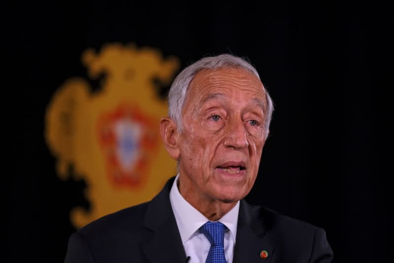 FILE PHOTO: Portugal's President de Sousa addresses the nation to announce his decision to dissolve parliament triggering snap general elections, in Belem Palace in Lisbon