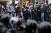 Belarusian opposition supporters hold a rally in Minsk