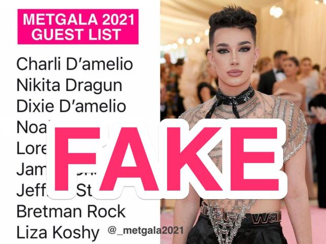 A fake Met Gala invite list featuring James Charles, Jeffree Star, and Charli  D'Amelio is going viral