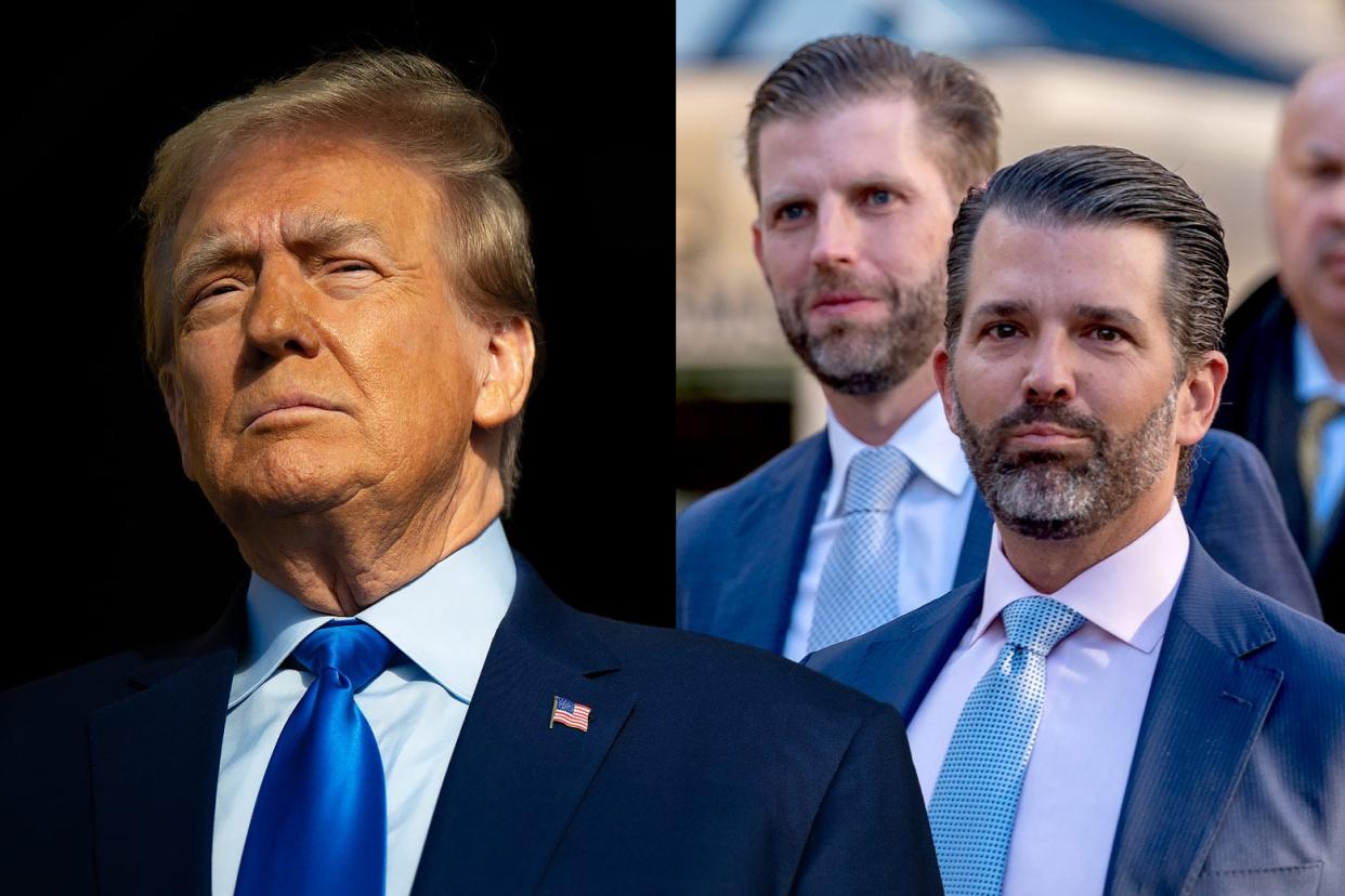 Donald Trump next to his sons, Don Jr. and Eric.
