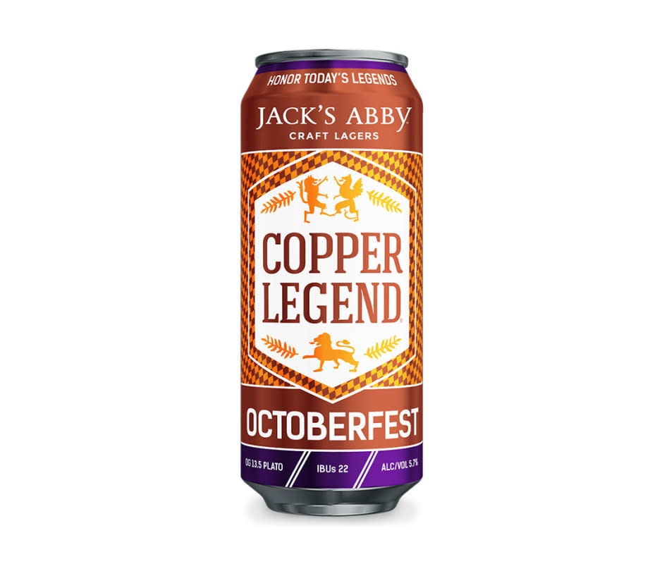 <p>Courtesy Image</p><ul><li><strong>Style</strong>: Märzen</li><li><strong>ABV</strong>: 5.7%</li><li><strong>Brewery</strong>: Jack’s Abby Craft Lagers, Framingham, MA</li></ul><p>Who says you can’t get a jumpstart on fall drinking? Starting in August, the Massachusetts lager specialist unveils its annual ode to Oktoberfest imbibing. The lager’s name is truth in advertising from <a href="https://jacksabby.com/beers/copper-legend/" rel="nofollow noopener" target="_blank" data-ylk="slk:Jack's Abby;elm:context_link;itc:0;sec:content-canvas" class="link ">Jack's Abby</a>: It’s the color of freshly minted pennies—a caramel-packed refresher that’s toasty and totally ready to drink by the liter.</p>