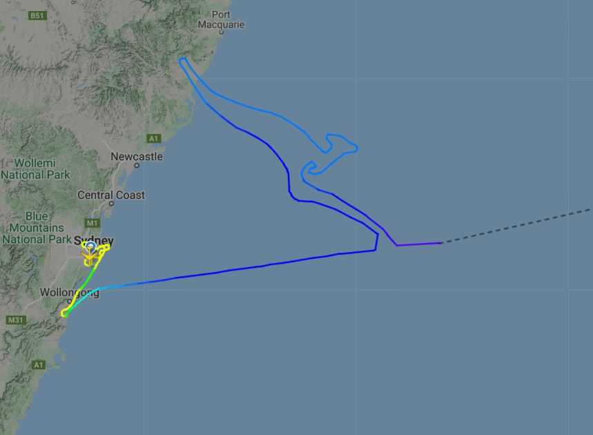 The flight path created the Qantas logo: FlightRadar24