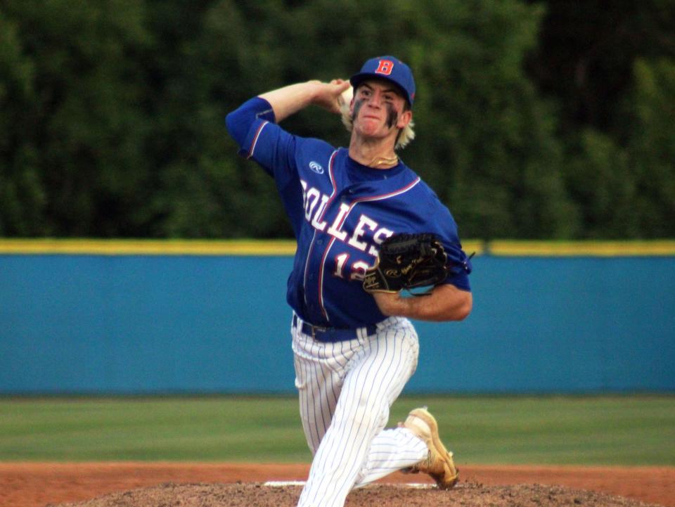 Bolles pitcher Chayce Kieck delivers a pitch in the Class 3A playoffs.