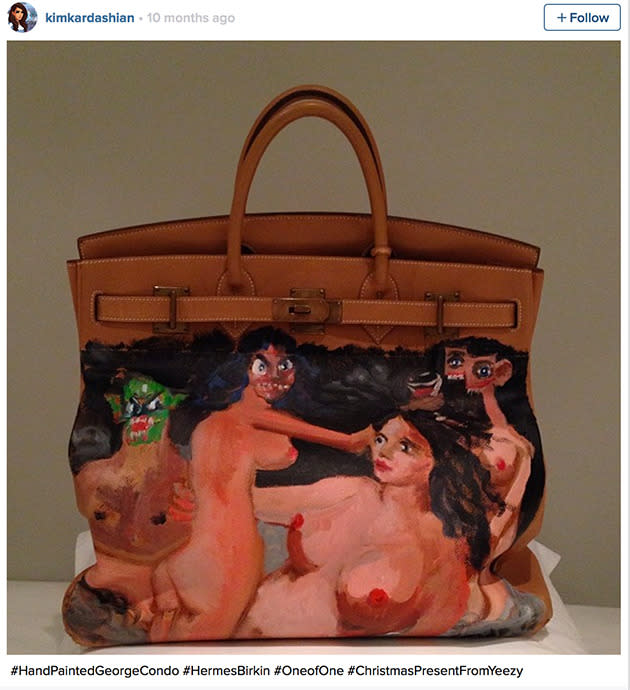 The Hermes bag given to Kim by Kanye West.