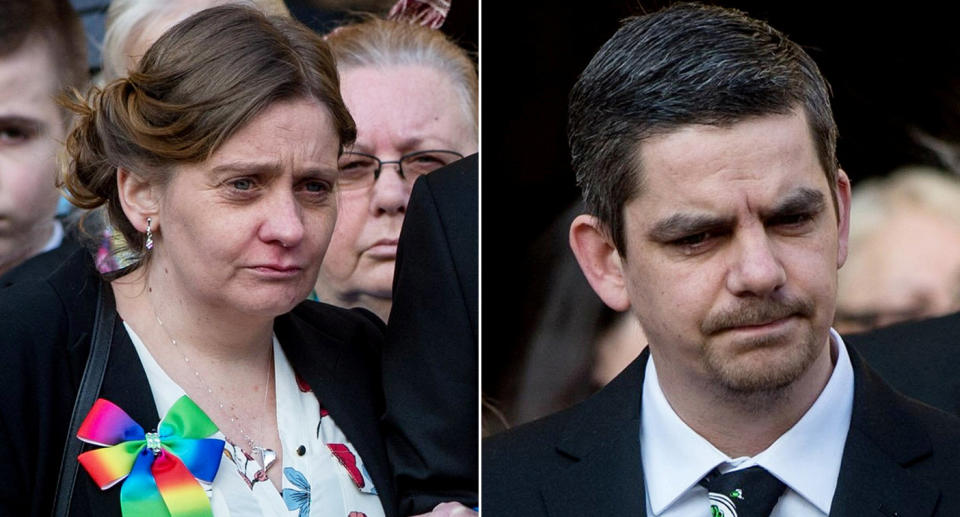 <em>Parents – Katie’s parents looked on as the teenager who killed their daughter appeared in court via video-link (Pictures: SWNS)</em>