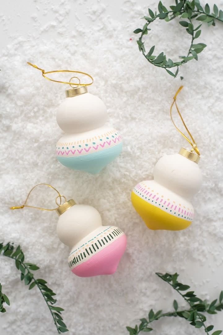 diy christmas ornaments hand painted pastel ornaments