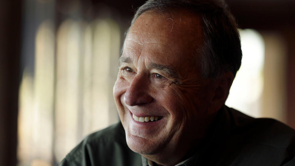 Mandatory Credit: Photo by Jeff Roberson/AP/Shutterstock (6041190a)Johnny Morris In this photo made, Johnny Morris, founder of Bass Pro Shops, speaks during an interview in Ridgedale, Mo.