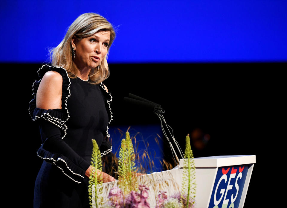 Queen Maxima of the Netherlands speaks at the Global Entrepreneurship Summit 2019 (GES 2019) in The Hague, Netherlands June 4, 2019. REUTERS/Piroschka van de Wouw