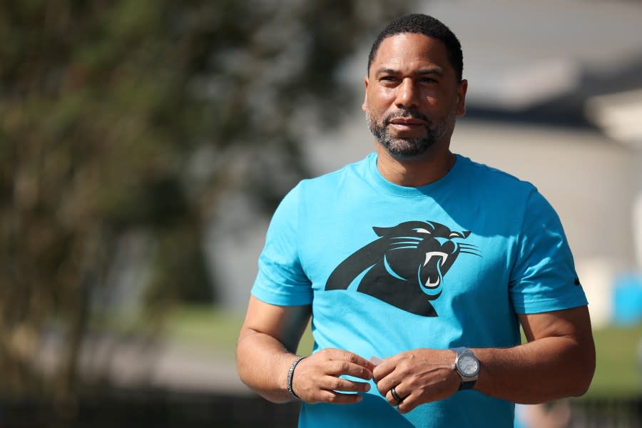 Craig Young, father of Carolina Panthers quarterback Bryce Young, looks on during Carolina Panthers Training Camp at Wofford College on July 26, 2023 in Spartanburg, South Carolina. (Photo by Jared C. Tilton/Getty Images)