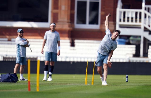 James Anderson during a net session at Lord’s on Monday 