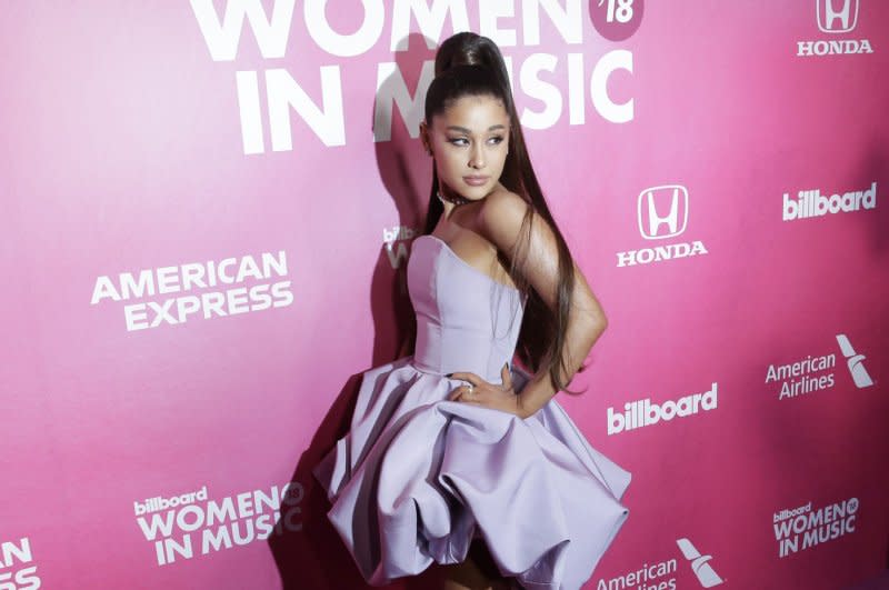 Ariana Grande attends the Billboard Women In Music event in 2018. File Photo by John Angelillo/UPI